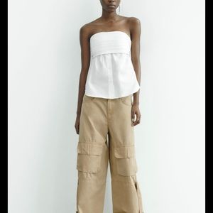 NWT ZARA STRETCH POPLIN TOP